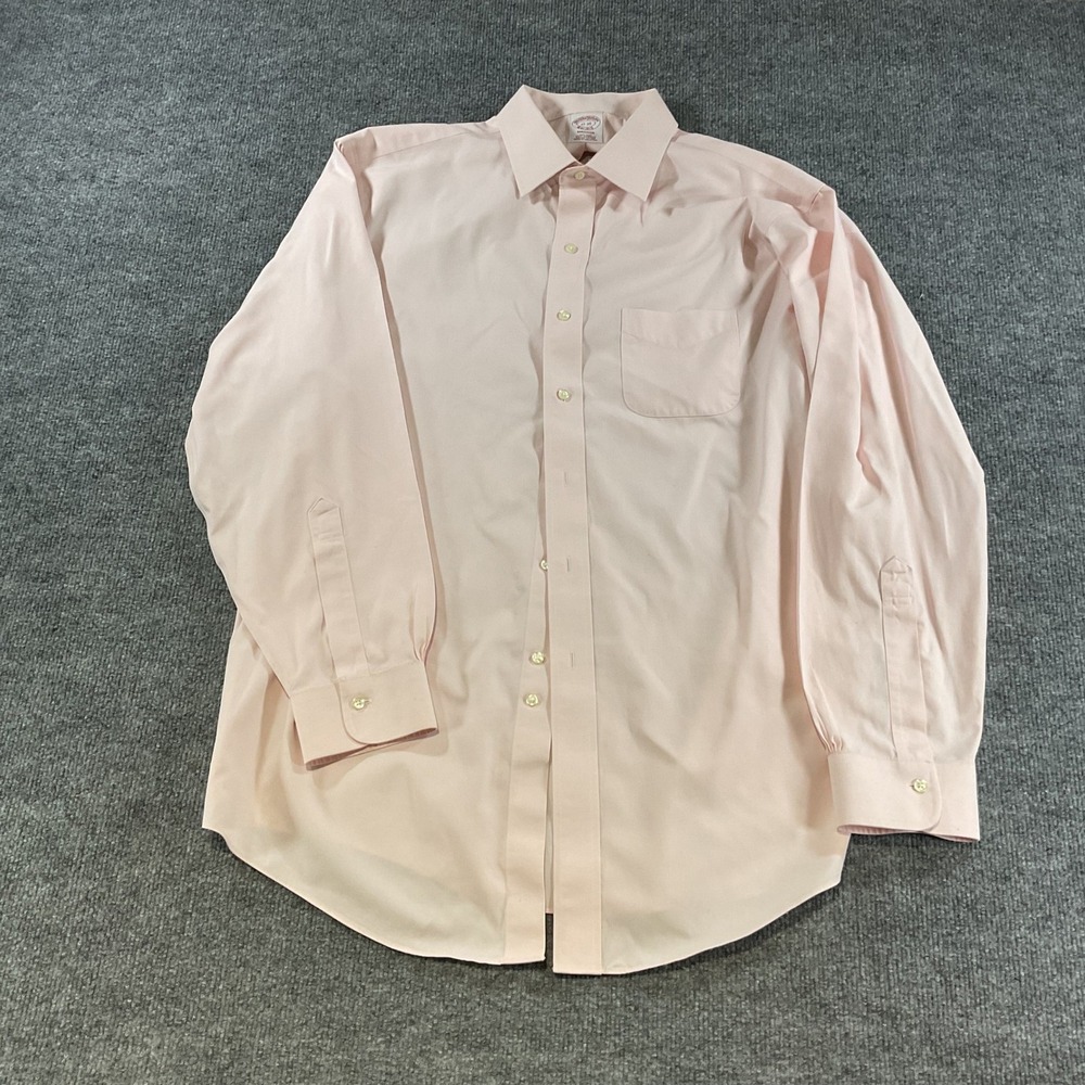 Brooks Brothers Madison Dress Shirt 17-35 Pink Non-Iron Supima Cotton Mens
